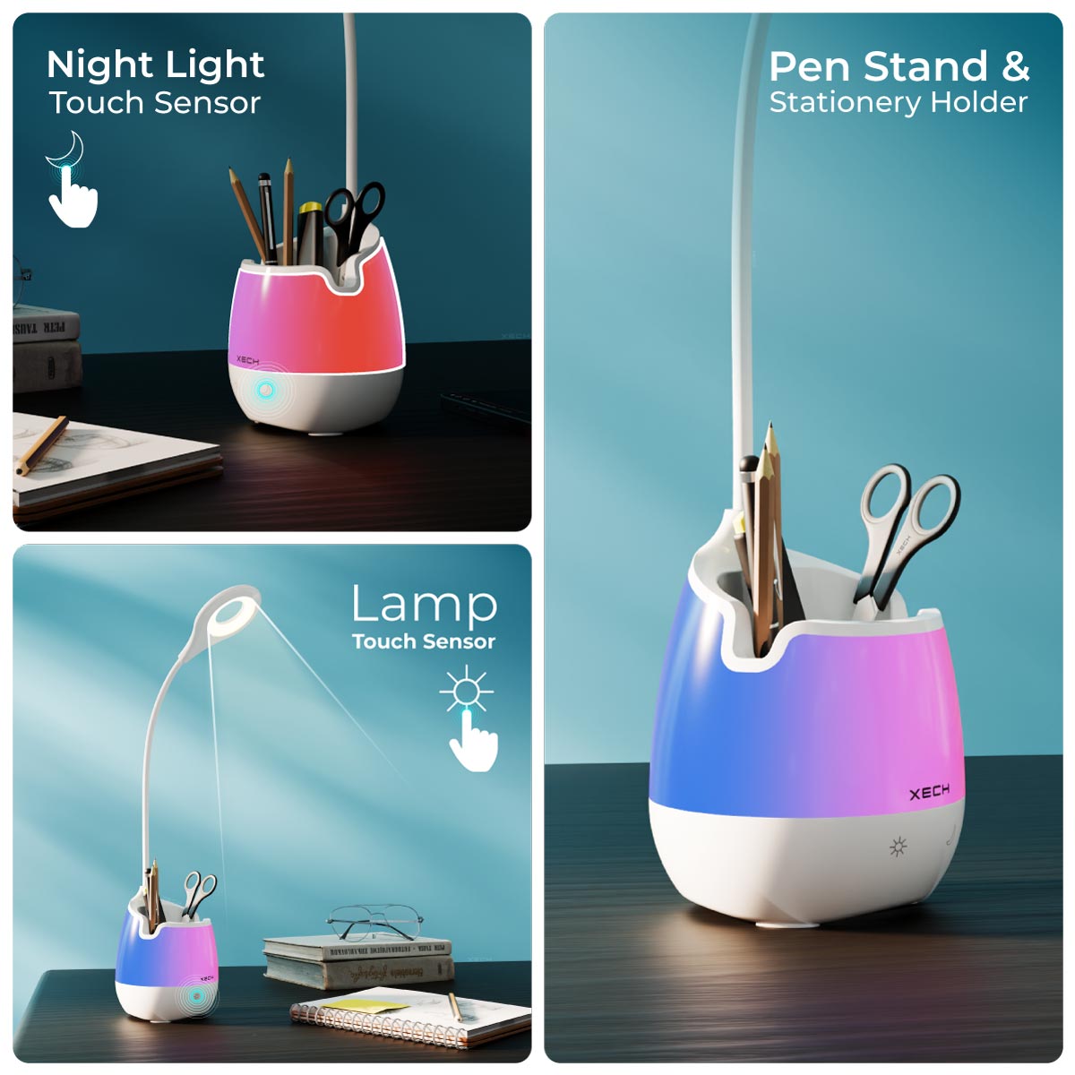 xech desk lamp for study led light touch lamps with pen stand lumos