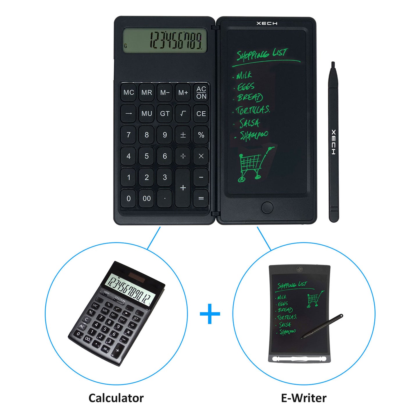 DigiFold 12 Digit Calculator with E-Writer - XECH