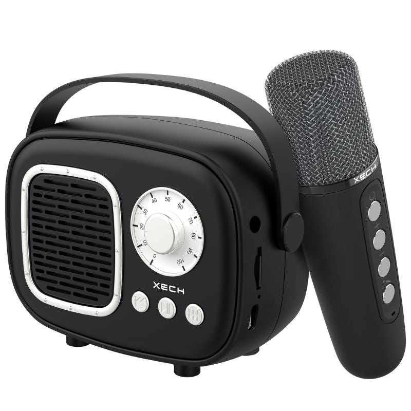 XECH Karaoke Singing Mic & Speaker Retro Jam Party Speaker in Retro Radio Design