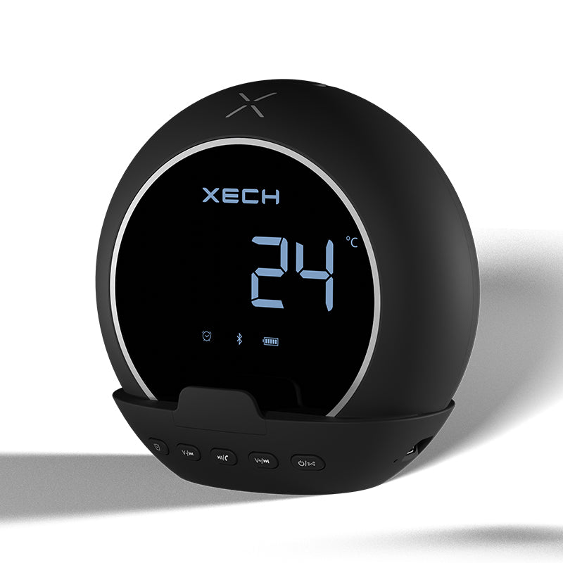 XECH Ellipse Digital Clock Speaker with Ambient Temperature Sensor & Smartphone Holder
