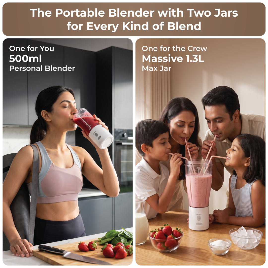 BlendXL Duo – Large Portable Blender with 2 Jars (White)