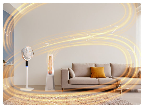 Standing fan for pairing with heater and AC, air circulator for faster heating and cooling, best standing fan for rooms.