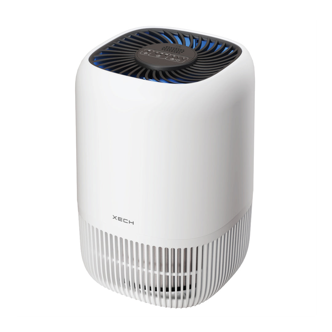 XECH Atmos white compact air purifier with H13 HEPA filter on a white background