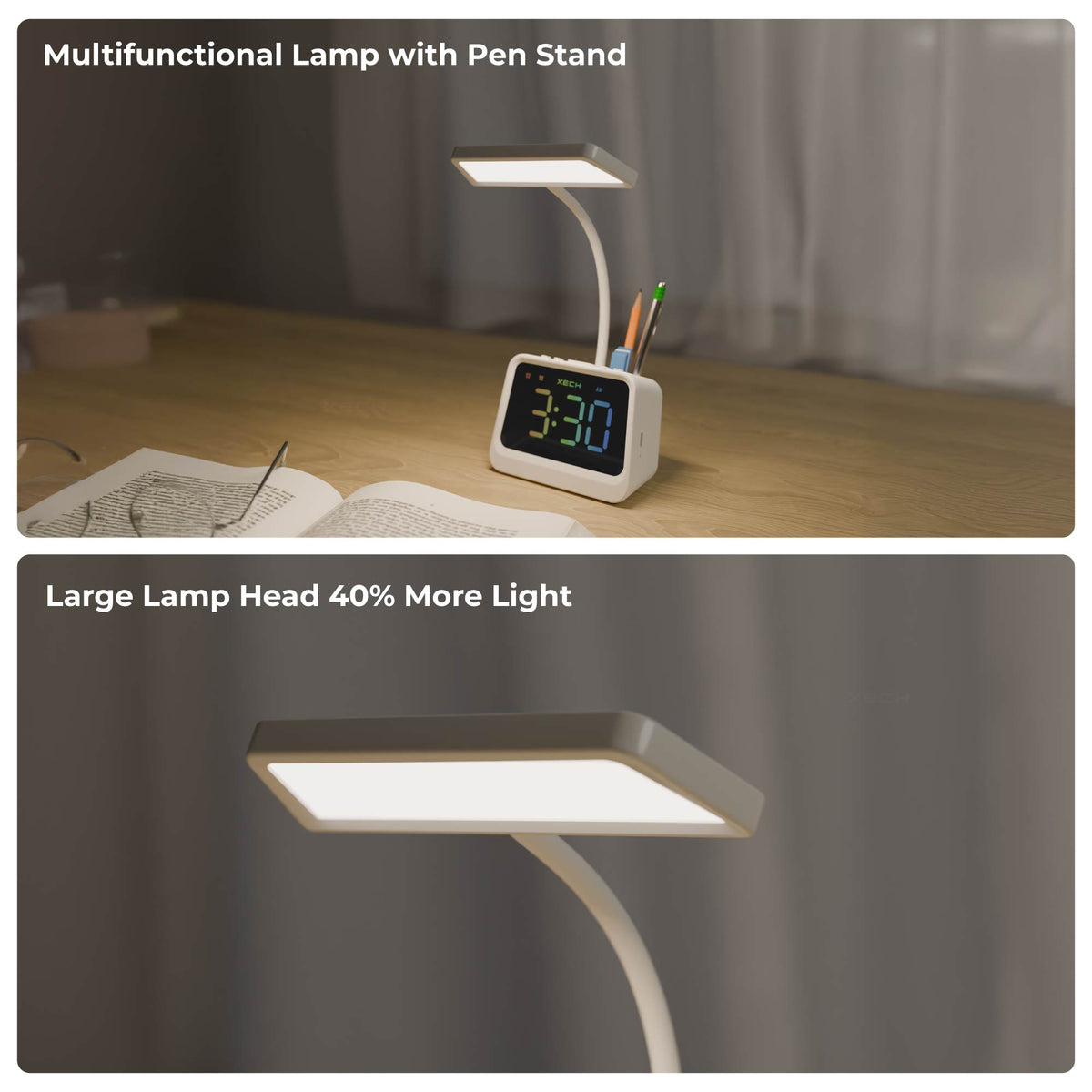 Table Lamp with Alarm Clock and Pen Stand | Multicoloured Display Prism ...