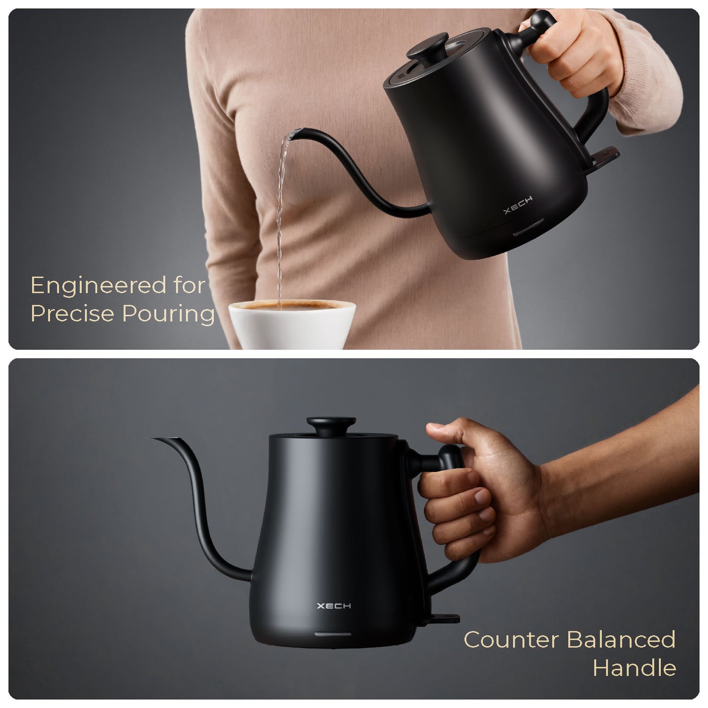 Pour over coffee kettle with gooseneck to boil water and prepare black coffee and tea xech slowpour