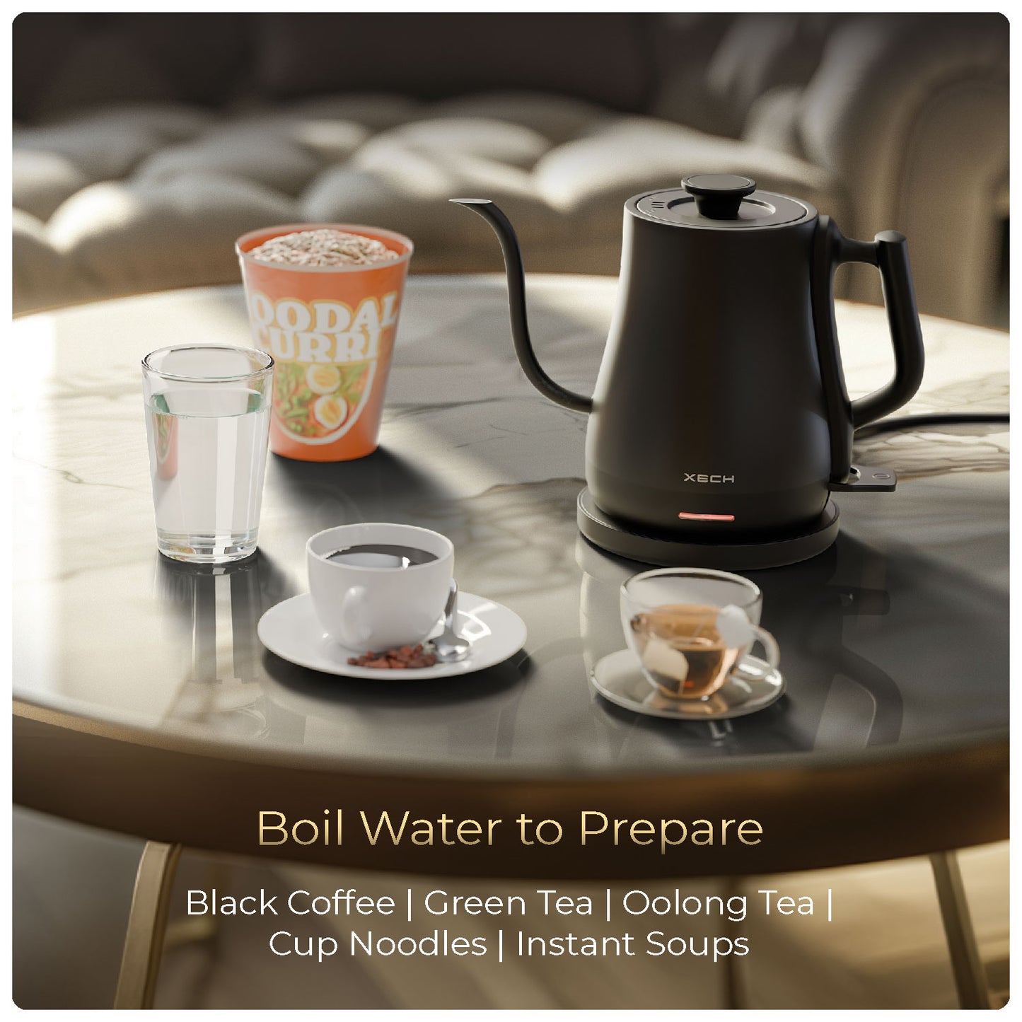 Gooseneck kettle to prepare pour over coffee green tea instant noodles or just boil water xech slowpour