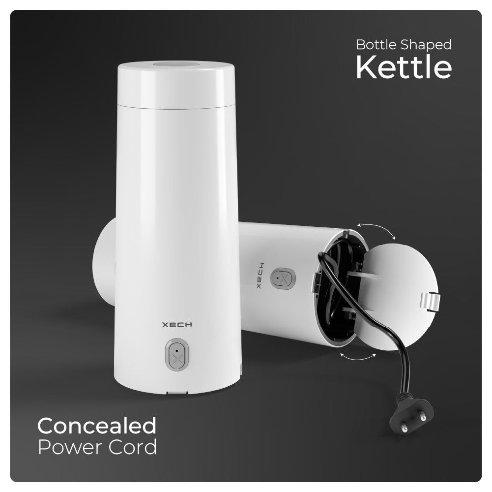 electric kettle in a bottle shaped design with concealed power cord by xech hydroboil lite