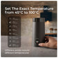 XECH travel kettle with 45°C–100°C temperature settings in 5°C steps and digital display
