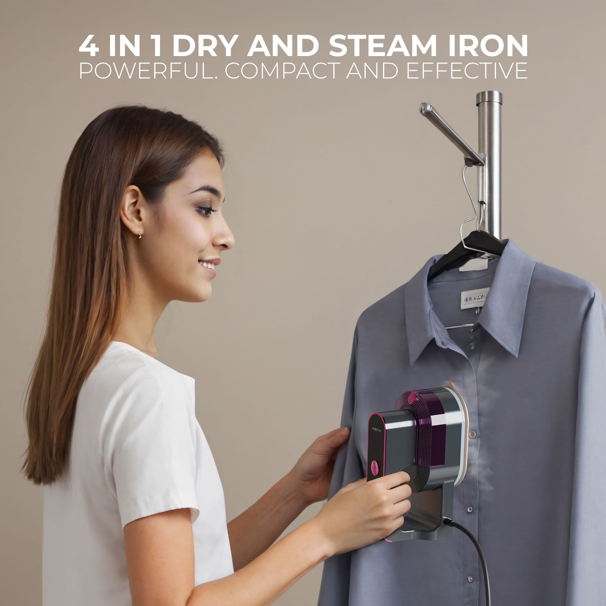 Standing garment steamer iron with vertical ironing, xech steam x