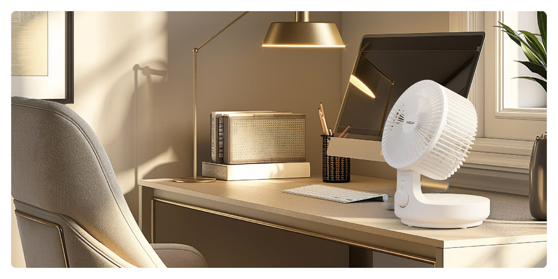 Sound Less Table Fan Noiseless Table Fan with Oscillation | Airwave Desk Fan – XECH