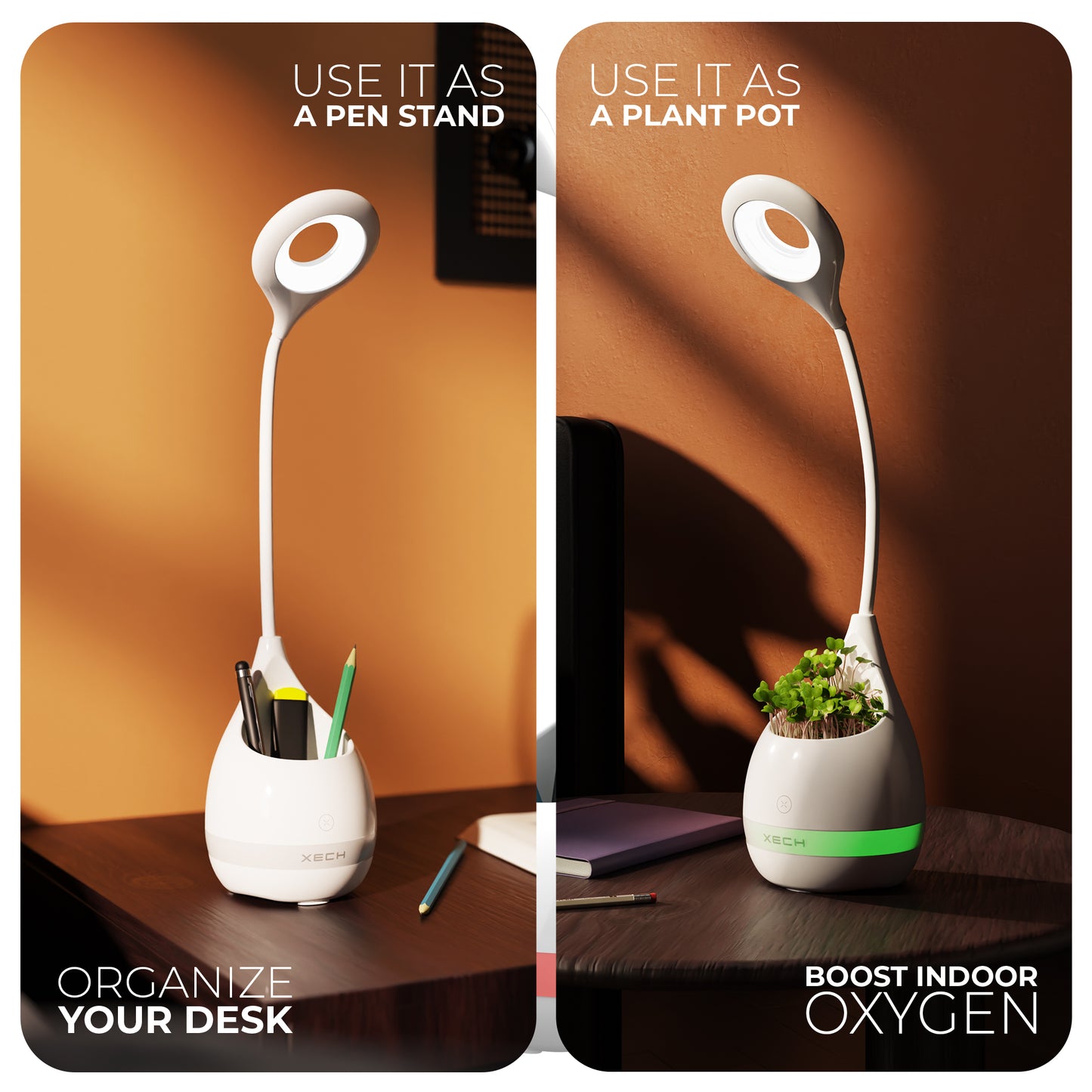 Desk Lamp with Pen Holder & Plant Pot T2 Table Lamp by XECH