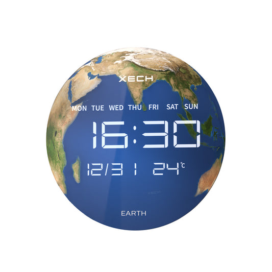 Digital Wall Clock for Home Decoration in Earth Design by XECH