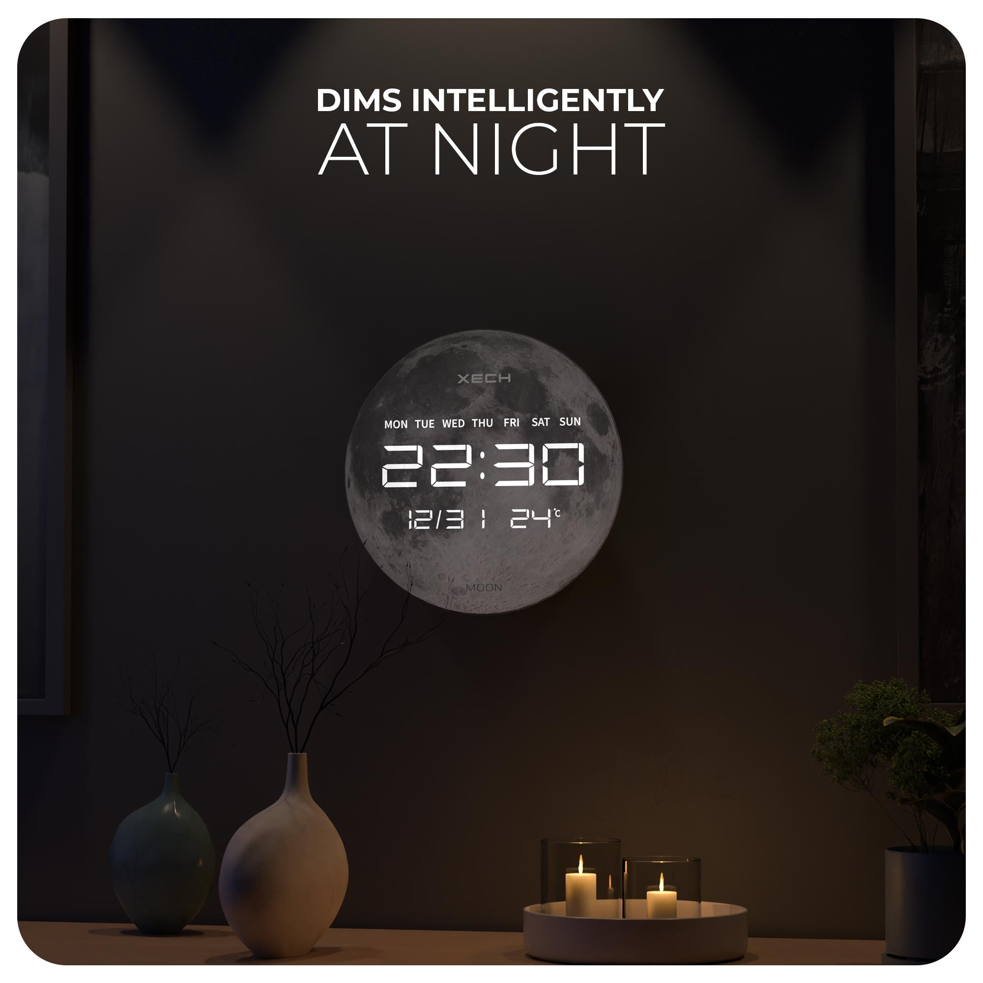 Digital Wall Clock - Solaris LED Wall Clocks for Home Decoration – XECH