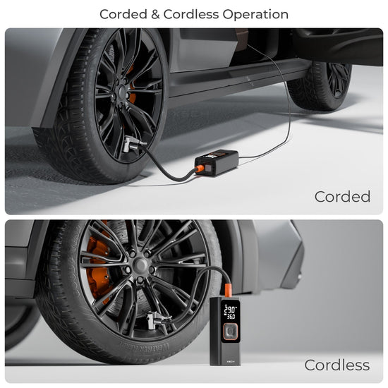 Cordless and Corded Tyre Inflator Auto and Manual mode | Inflate XL – XECH