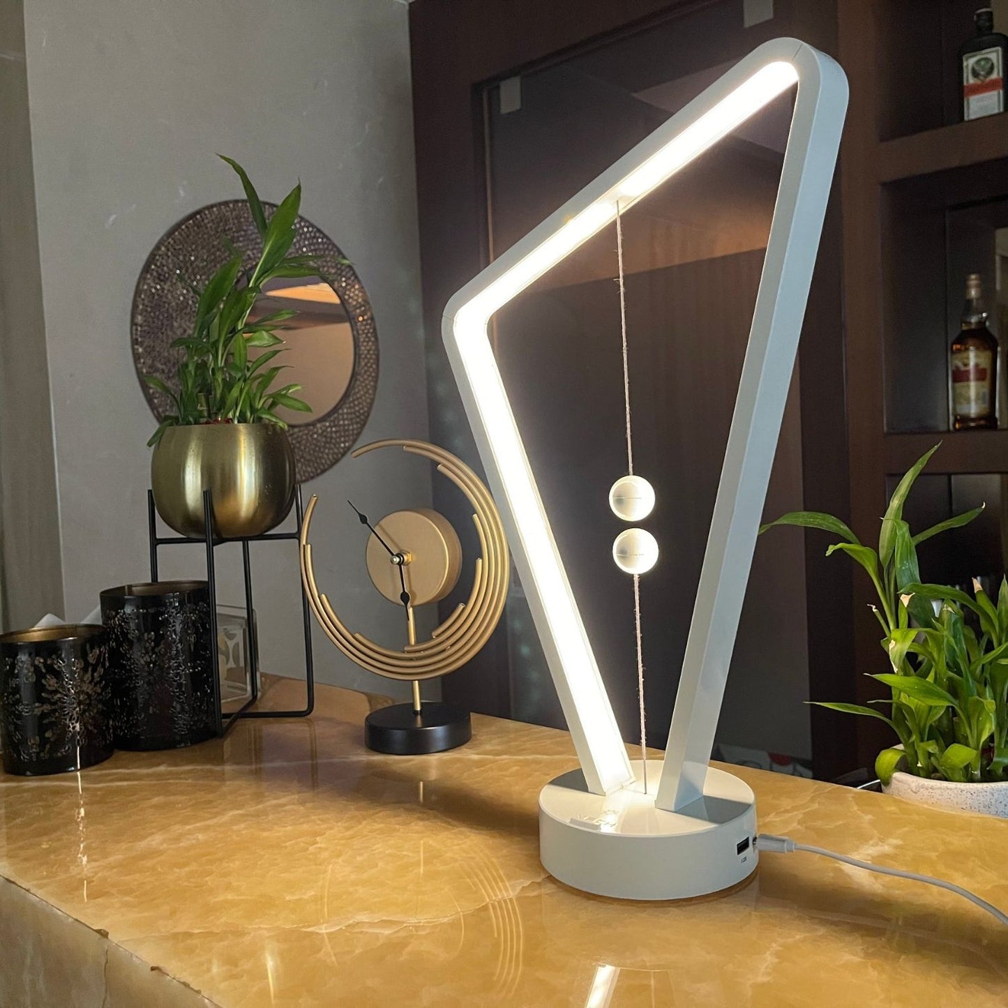 Anti Gravity Futuristic LED Lamp Triangle 3 Sided Lampshade Yellow Light Beautiful Home Decor Options